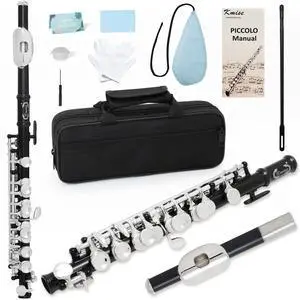 Closed Hole C Piccolo, Professional Nickel Silver Body with Bronze Finish, Includes Gig Bag, Manual and Cleaning Kit, for Beginners and School Bands (Matte Black) Closed Hole C Piccolo, Professional Nickel Silver Body with Bronze Finish, Includes Gig Bag, Manual and Cleaning Kit, for Beginners and School Bands (Matte Black)