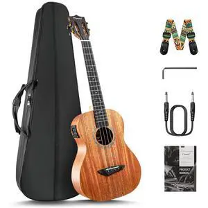 CB402 Baritone Electric All Solid Mahogany Wood Ukulele | 30'' Instrument Kit Small Hawaiian Guitar Beginner Starter Pack Bundle Gig bag, Strap, String Set CB402 Baritone Electric All Solid Mahogany Wood Ukulele | 30'' Instrument Kit Small Hawaiian Guitar Beginner Starter Pack Bundle Gig bag, Strap, String Set