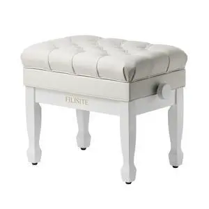 Genuine Leather Adjustable Piano Bench with Padded Cushion Seat Heavy Duty Wooden XHJ-7G (White) Genuine Leather Adjustable Piano Bench with Padded Cushion Seat Heavy Duty Wooden XHJ-7G (White)