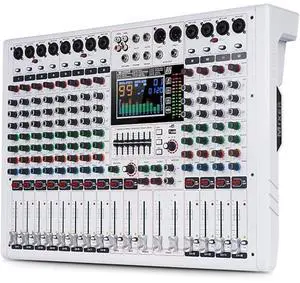 GF12 PRO Multi-Function 12-Channel Audio Mixer Large LCD Color Screen Stage Performance Mixer Isolated Independent Mute Built-in 7-Stage Equalizer and 99 Reverb DJ Mixer for Performances GF12 PRO Multi-Function 12-Channel Audio Mixer Large LCD Color Screen Stage Performance Mixer Isolated Independent Mute Built-in 7-Stage Equalizer and 99 Reverb DJ Mixer for Performances