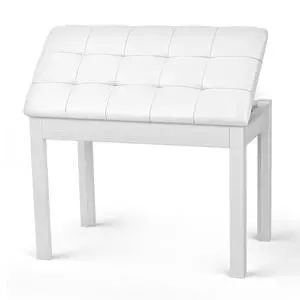 Duet Piano Bench Wooden Keyboard Bench with Storage Compartment, 29'' White Piano Chair Seat with Padded Cushion Duet Piano Bench Wooden Keyboard Bench with Storage Compartment, 29'' White Piano Chair Seat with Padded Cushion