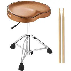 Saddle Drum Stool, Heavy Duty Hydraulic Drum Throne, Ergonomic Memory Foam Drum Seat, Adjustable Drum Chair Anti-Slip Base, Drum Saddle Bench for Drummers(Brown) Saddle Drum Stool, Heavy Duty Hydraulic Drum Throne, Ergonomic Memory Foam Drum Seat, Adjustable Drum Chair Anti-Slip Base, Drum Saddle Bench for Drummers(Brown)