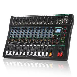 12 Channel Audio Mixer,Professional Sound Board DJ Mixer(CT120) | 48V Phantom Digital Effect,3-band EQ,Bluetooth DJ Mixing Console System,Sound Mixer for PC Podcast Studio Streaming Recording 12 Channel Audio Mixer,Professional Sound Board DJ Mixer(CT120) | 48V Phantom Digital Effect,3-band EQ,Bluetooth DJ Mixing Console System,Sound Mixer for PC Podcast Studio Streaming Recording