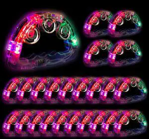 LED Light Up Musical Tambourines: Handheld Music Flashing Tambourine Glow In The Dark Party Supplies - Led Tambourines Percussion Instrument for Adult Bar (White, 24 PCS) LED Light Up Musical Tambourines: Handheld Music Flashing Tambourine Glow In The Dark Party Supplies - Led Tambourines Percussion Instrument for Adult Bar (White, 24 PCS)