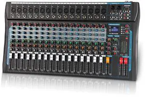 16 Channel Audio Interfacer Sound Board Mixer DJ Mixer 16-Bit DSP Effect USB Audio Mixer +48V Phantom Power Bluetooth Mixer for Karaoke Studio Streaming Recording,Live Streaming 16 Channel Audio Interfacer Sound Board Mixer DJ Mixer 16-Bit DSP Effect USB Audio Mixer +48V Phantom Power Bluetooth Mixer for Karaoke Studio Streaming Recording,Live Streaming