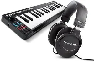 Keystation Mini 32 MK3 MIDI Controller Bundle with Headphones for Studio Recording, Music Production, Podcasting, Streaming Keystation Mini 32 MK3 MIDI Controller Bundle with Headphones for Studio Recording, Music Production, Podcasting, Streaming