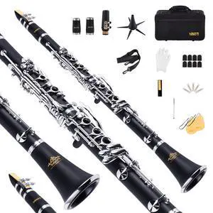 YANASON Bb clarinet for beginners, Bb nickel-plated 17-keys clarinet, suitable for students, professionals, school bands with Hard Foam Case YANASON Bb clarinet for beginners, Bb nickel-plated 17-keys clarinet, suitable for students, professionals, school bands with Hard Foam Case