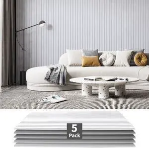 Acoustic Panels, 48" X 24" X 0.71", White, 5 Pack | Soundproof Wall Panels, Self Adhesive, High Density Sound Absorbing, Acoustic Treatment for Recording Studio, Office Acoustic Panels, 48" X 24" X 0.71", White, 5 Pack | Soundproof Wall Panels, Self Adhesive, High Density Sound Absorbing, Acoustic Treatment for Recording Studio, Office