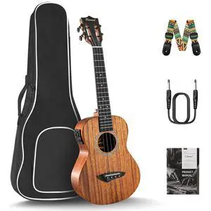 26 inch CT402 All Solid Mahogany Tenor Electric Ukulele | LCD color display Beginners Guitar Starter Pack Bundle Gig bag Strap Ukelele Set 26 inch CT402 All Solid Mahogany Tenor Electric Ukulele | LCD color display Beginners Guitar Starter Pack Bundle Gig bag Strap Ukelele Set
