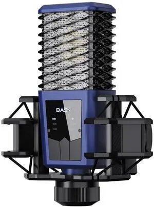 BASN BMS2 Cardioid Condenser Microphone (Blue) | All-Metal Large Diaphragm XLR Studio Recording Mic for Podcasting, Singing, Streaming BASN BMS2 Cardioid Condenser Microphone (Blue) | All-Metal Large Diaphragm XLR Studio Recording Mic for Podcasting, Singing, Streaming