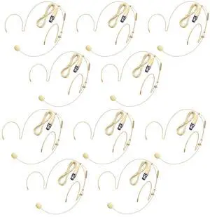 10 Pack Headset/Headworn Microphone Double Over Ear Earset Micophone for Singing Hands-Free Head Hanging Condenser Omnidirectional Mic for Shure,4 Pin Mini XLR,1.5M Cable,Windscreen 10 Pack Headset/Headworn Microphone Double Over Ear Earset Micophone for Singing Hands-Free Head Hanging Condenser Omnidirectional Mic for Shure,4 Pin Mini XLR,1.5M Cable,Windscreen