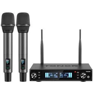 Wireless Microphones, UHF Rechargeable Cordless Karaoke Mics with Box Receiver, 2x100 Channel Dynamic Microfonos Inalambricos Professional with Adjustable Volume, Quick Mute, 80 m/262ft TW550 Wireless Microphones, UHF Rechargeable Cordless Karaoke Mics with Box Receiver, 2x100 Channel Dynamic Microfonos Inalambricos Professional with Adjustable Volume, Quick Mute, 80 m/262ft TW550