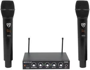 RKI60 Dual UHF Wireless Microphone Karaoke Interface and Mixer | 2 UHF Mics, 8 Frequencies, 200 Ft Range, Optical/Coax/Aux Inputs, 1/4" Mix Output, Echo Control, Cables Included RKI60 Dual UHF Wireless Microphone Karaoke Interface and Mixer | 2 UHF Mics, 8 Frequencies, 200 Ft Range, Optical/Coax/Aux Inputs, 1/4" Mix Output, Echo Control, Cables Included