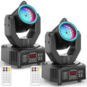 2PCS Compact 30W Stage Moving Head Light with Beam,GOBO Projection,Remote Control Sound Active & DMX512 Control 450° Pan/180° Tilt for DJ Party Home Theater Small Venues 2PCS Compact 30W Stage Moving Head Light with Beam,GOBO Projection,Remote Control Sound Active & DMX512 Control 450° Pan/180° Tilt for DJ Party Home Theater Small Venues