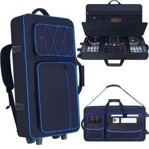 DJ Controller Case with Wheels for DDJ FLX10/GRV6/REV7/REV5/1000/SC LIVE 4 | DJ Roller Gig Bag, Full Soft Padded, Multiple Pockets, with Backpack- and Shoulder-Strap, for DJ and Music Producers DJ Controller Case with Wheels for DDJ FLX10/GRV6/REV7/REV5/1000/SC LIVE 4 | DJ Roller Gig Bag, Full Soft Padded, Multiple Pockets, with Backpack- and Shoulder-Strap, for DJ and Music Producers