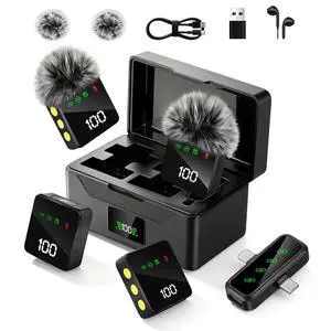4 Pack Wireless Lavalier Microphone with 100H Charging Case | Mini Mics for iPhone/iPad/Android; LED Display, AI Noise Reduction, 4-Person Video Recording, Podcasts, YouTube, TikTok, Vlog 4 Pack Wireless Lavalier Microphone with 100H Charging Case | Mini Mics for iPhone/iPad/Android; LED Display, AI Noise Reduction, 4-Person Video Recording, Podcasts, YouTube, TikTok, Vlog