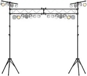 Lighting Truss System (x2) 12 Ft Tripod Stands With T-Bars (x2) 5 Ft Stage Trusses, 36 Mounting Points, Up to 200 Lbs Capacity for Pro-Grade Portable for DJ Lighting, Bands, Venues and Stages Lighting Truss System (x2) 12 Ft Tripod Stands With T-Bars (x2) 5 Ft Stage Trusses, 36 Mounting Points, Up to 200 Lbs Capacity for Pro-Grade Portable for DJ Lighting, Bands, Venues and Stages