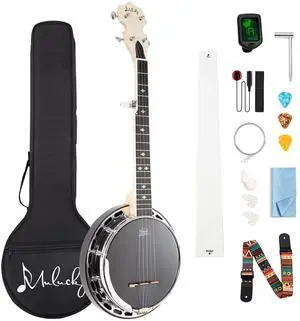 5 String Mini Banjo, 28" Portable Travel Maple Banjo Remo Head | 28" Travel Banjo: Compact 5-string banjo with a maple body and premium Remo head. Includes a gig bag, tuner, and picks 5 String Mini Banjo, 28" Portable Travel Maple Banjo Remo Head | 28" Travel Banjo: Compact 5-string banjo with a maple body and premium Remo head. Includes a gig bag, tuner, and picks