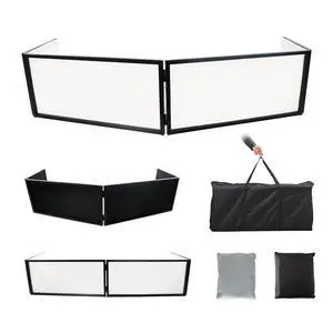 DJ Booth DJ Facade Portable DJ Event Booth Foldable Cover Screen Metal Frame Booth Front Board Video Light Projector Display Scrim Panel w/Travel Bag Black White Scrims DJ Booth DJ Facade Portable DJ Event Booth Foldable Cover Screen Metal Frame Booth Front Board Video Light Projector Display Scrim Panel w/Travel Bag Black White Scrims