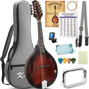 Mandolin Musical Instrument A Style, Acoustic Mandolins Instrument Kit 8 String with Tuner Strap Gig Bag Chord Chart for Professional Beginners Adults Teens Youth Mandolin Musical Instrument A Style, Acoustic Mandolins Instrument Kit 8 String with Tuner Strap Gig Bag Chord Chart for Professional Beginners Adults Teens Youth
