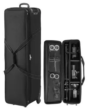 Studio Equipment Trolley Case, 51.57 x 14.37 x 14.96 in / 131 x 36.5 x 38 cm, Rolling Camera Bag, Carrying Bag with Wheels Straps Padded Compartment Handle, for Light Stands, Tripods, Telescopes Studio Equipment Trolley Case, 51.57 x 14.37 x 14.96 in / 131 x 36.5 x 38 cm, Rolling Camera Bag, Carrying Bag with Wheels Straps Padded Compartment Handle, for Light Stands, Tripods, Telescopes