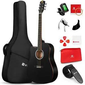 Left Handed Guitar, Full Size Cutaway Left Handed Acoustic Guitar Kit for Adult Beginner 41 Inch Lefty Acustica Guitarra Set, Black Left Handed Guitar, Full Size Cutaway Left Handed Acoustic Guitar Kit for Adult Beginner 41 Inch Lefty Acustica Guitarra Set, Black