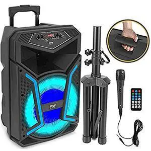 Portable Bluetooth PA Speaker System-800W Outdoor Bluetooth Speaker Portable PA System w/Microphone in, Party Lights, MP3/USB SD Card Reader, FM Radio, Rolling Wheels-Mic, Remote- PPHP122SM.5 Portable Bluetooth PA Speaker System-800W Outdoor Bluetooth Speaker Portable PA System w/Microphone in, Party Lights, MP3/USB SD Card Reader, FM Radio, Rolling Wheels-Mic, Remote- PPHP122SM.5