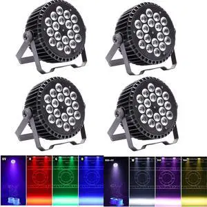 4PCS LED Stage Lights XPCLEDOYZ RGBWA+UV 6-in-1 Par Lights, 18X18W High Power Par Can Lighting with DMX Control Sound Activated Uplights for Events Halloween DJ Wedding Stage Party (6IN1, 4) 4PCS LED Stage Lights XPCLEDOYZ RGBWA+UV 6-in-1 Par Lights, 18X18W High Power Par Can Lighting with DMX Control Sound Activated Uplights for Events Halloween DJ Wedding Stage Party (6IN1, 4)