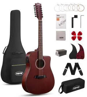 12 String Acoustic Electric Guitar for All Players, Natural | 42" Full Size, Rich 12-String Tone, Spruce Top & Mahogany Body, Built-In EQ/Tuner, Matte Finish for Stage & Home Playing 12 String Acoustic Electric Guitar for All Players, Natural | 42" Full Size, Rich 12-String Tone, Spruce Top & Mahogany Body, Built-In EQ/Tuner, Matte Finish for Stage & Home Playing