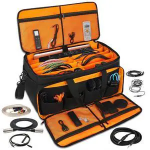 Cable Bag Organizer & DJ Bag for Musicians: Heavy Duty Gig Bag with 17" Laptop Sleeve, Dividers for DJ Accessories, Gear & Cable Storage for Microphones, Sound, Lighting, Cords Cable Bag Organizer & DJ Bag for Musicians: Heavy Duty Gig Bag with 17" Laptop Sleeve, Dividers for DJ Accessories, Gear & Cable Storage for Microphones, Sound, Lighting, Cords