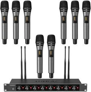 Wireless Microphones System with 8x12 Channels Cordless Handheld Microfono Inalambrico, 90 m/295FT UHF Range, Mics with Stable Signal, Quick Mute for Karaoke Singing Party Church Wedding Wireless Microphones System with 8x12 Channels Cordless Handheld Microfono Inalambrico, 90 m/295FT UHF Range, Mics with Stable Signal, Quick Mute for Karaoke Singing Party Church Wedding