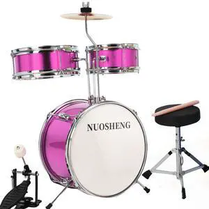 Kids Drum Set, 3-Piece Junior Kit for Beginners, 13 Inch, with Adjustable Throne, Cymbal, Pedal & Drumsticks, Pink Kids Drum Set, 3-Piece Junior Kit for Beginners, 13 Inch, with Adjustable Throne, Cymbal, Pedal & Drumsticks, Pink