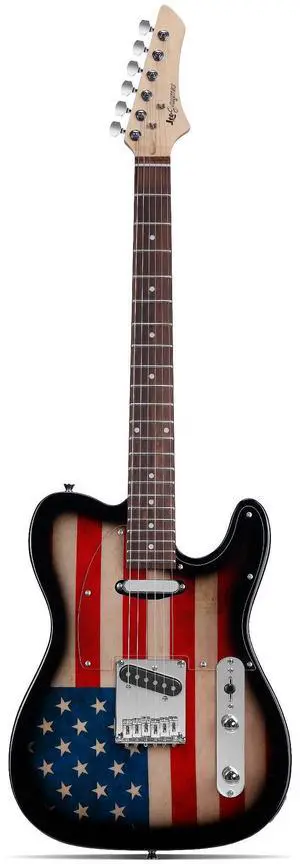 TL Style Electric Guitar with US Flag Design - High Gloss Mahogany Body and Hard Maple Neck - High Transparent Acrylic Pickguard (US Flag) TL Style Electric Guitar with US Flag Design - High Gloss Mahogany Body and Hard Maple Neck - High Transparent Acrylic Pickguard (US Flag)