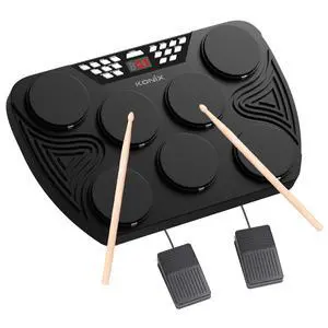 Electronic Tabletop Drum Set, Portable Electric Drum Kit with 7 Velocity Sensitivity Drum Pads, LED Drum Light, USB-MIDI Mac & PC Support, Ideal Gift for Adult and Beginners Electronic Tabletop Drum Set, Portable Electric Drum Kit with 7 Velocity Sensitivity Drum Pads, LED Drum Light, USB-MIDI Mac & PC Support, Ideal Gift for Adult and Beginners
