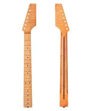 Electric Guitar Neck, 12"-16" Compound Radius, One-Piece Flame Canadian Hard Maple, 22 Stainless Steel Frets (2.4x1.4mm), Oiled Bone Nut 42mm, Matte Finish Electric Guitar Neck, 12"-16" Compound Radius, One-Piece Flame Canadian Hard Maple, 22 Stainless Steel Frets (2.4x1.4mm), Oiled Bone Nut 42mm, Matte Finish