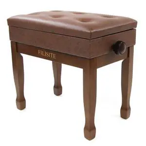Adjustable Height Piano Stool Bench PU Leather Cushion Wooden Keyboard Seat with Music Storage (Wood) Adjustable Height Piano Stool Bench PU Leather Cushion Wooden Keyboard Seat with Music Storage (Wood)