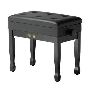 Adjustable Height Piano Bench Stool PU Leather Cushion Wooden Keyboard Seat with Music Storage (Black) Adjustable Height Piano Bench Stool PU Leather Cushion Wooden Keyboard Seat with Music Storage (Black)