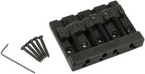 HiMass 4-String Bass Bridge Assembly With Zinc Saddles, Black HiMass 4-String Bass Bridge Assembly With Zinc Saddles, Black