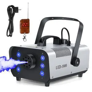 1000W DMX512 Fog Machine with Wireless Remote (Instant Color+Fog Sync), 6 RGB LED Smoke Machine with Wired Timer Control for Wedding First Dance, DJ Stage Lighting & Halloween Party 1000W DMX512 Fog Machine with Wireless Remote (Instant Color+Fog Sync), 6 RGB LED Smoke Machine with Wired Timer Control for Wedding First Dance, DJ Stage Lighting & Halloween Party