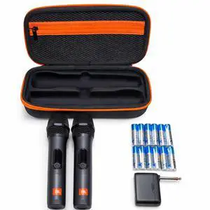 Wireless Two Microphone System with Dual-Channel Receiver, Black Including Winguard Protective Travel Case Wireless Two Microphone System with Dual-Channel Receiver, Black Including Winguard Protective Travel Case