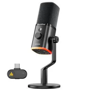 PD100W Wireless Dynamic Gaming Microphone for PC with USB-C Receiver | One-Click Noise Reduction,Custom RGB,Mute,Monitoring, Companion App,Wireless Desktop Mic for Creator, Stream, Podcast, Black PD100W Wireless Dynamic Gaming Microphone for PC with USB-C Receiver | One-Click Noise Reduction,Custom RGB,Mute,Monitoring, Companion App,Wireless Desktop Mic for Creator, Stream, Podcast, Black