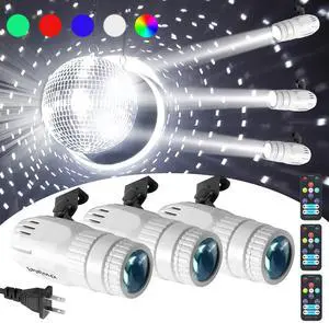 Pinspot Light 3 Pack with Remote 15W Pin spot Light Plug in for Mirror Ball for Party Stage (65'' Extra Long Power Cord) Pinspot Light 3 Pack with Remote 15W Pin spot Light Plug in for Mirror Ball for Party Stage (65'' Extra Long Power Cord)