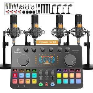 Podcast Equipment Bundle for 4, All-in-One Audio Mixer with Dynamic Micophones Noise Reduction for Live Streaming/Recording/SingingPC,SmartphoneTikTok M100 3rd Podcast Equipment Bundle for 4, All-in-One Audio Mixer with Dynamic Micophones Noise Reduction for Live Streaming/Recording/SingingPC,SmartphoneTikTok M100 3rd
