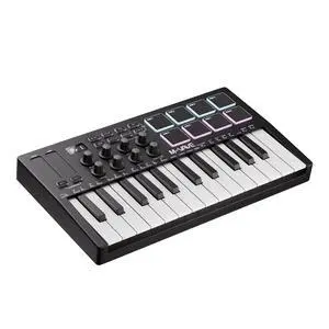 Midi Keyboard Controller 25 Key Portable Mini Bluetooth & USB Midi Piano with 8 Backlit Drum Pad, 8 Knobs and Music Production Software for Computer Recording, Music Production Midi Keyboard Controller 25 Key Portable Mini Bluetooth & USB Midi Piano with 8 Backlit Drum Pad, 8 Knobs and Music Production Software for Computer Recording, Music Production