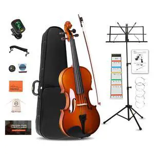 Acoustic Violin for Beginner 4/4 Full Size Violin Set Solid Wood Ebony for Adult Teen Student Starter Kit with Hard Case, Shoulder Rest, Bow, Music Stand, Strings, Free Lessons (Brown, 4/4 Size) Acoustic Violin for Beginner 4/4 Full Size Violin Set Solid Wood Ebony for Adult Teen Student Starter Kit with Hard Case, Shoulder Rest, Bow, Music Stand, Strings, Free Lessons (Brown, 4/4 Size)
