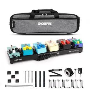 Ghost Fire Small Guitar Pedal Board with Built-in Isolated Power Supply 19.3''x5.1'' Portable Aluminum Alloy Effect Pedalboard with Carry Bag,PP series (PP1) Ghost Fire Small Guitar Pedal Board with Built-in Isolated Power Supply 19.3''x5.1'' Portable Aluminum Alloy Effect Pedalboard with Carry Bag,PP series (PP1)