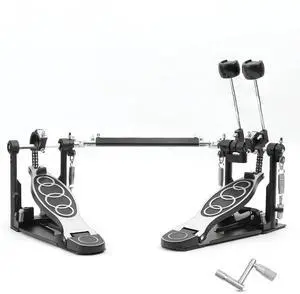 Double Bass drum Pedal,Double Bass Pedal with Adjustable Beater Head,Double Chain Drive Foot Kick Pedal with Drum Key for Drum Set and Electronic Drums Double Bass drum Pedal,Double Bass Pedal with Adjustable Beater Head,Double Chain Drive Foot Kick Pedal with Drum Key for Drum Set and Electronic Drums