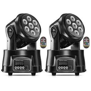 Moving Head Light RGBW Stage Lighting DJ Lights 7 x 10W LED Beam Spotlight 9/14 CH Wash Light with DMX and Sound Activated for Party Church Wedding Bar Christmas Halloween Disco (2 Pack) Moving Head Light RGBW Stage Lighting DJ Lights 7 x 10W LED Beam Spotlight 9/14 CH Wash Light with DMX and Sound Activated for Party Church Wedding Bar Christmas Halloween Disco (2 Pack)