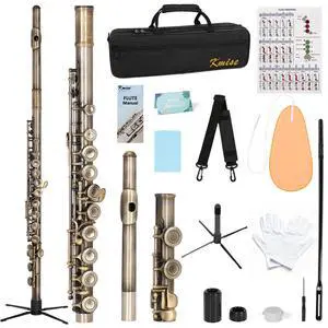 Closed Hole C Flute, Responsive Flute Instrument, Premium and Durable Flutes with Gig Bag, Collapsible Stand, Beginner's Guide, Cleaning Kit - Effortless for Beginners, Students (Bronze) Closed Hole C Flute, Responsive Flute Instrument, Premium and Durable Flutes with Gig Bag, Collapsible Stand, Beginner's Guide, Cleaning Kit - Effortless for Beginners, Students (Bronze)