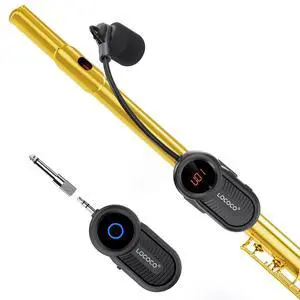 UHF Wireless Flute Microphone System: Wind Music Instruments Microphone Receiver and Transmitter, 160ft Range with Digital Screen, for Flute, Piccolo, Clarinet UHF Wireless Flute Microphone System: Wind Music Instruments Microphone Receiver and Transmitter, 160ft Range with Digital Screen, for Flute, Piccolo, Clarinet